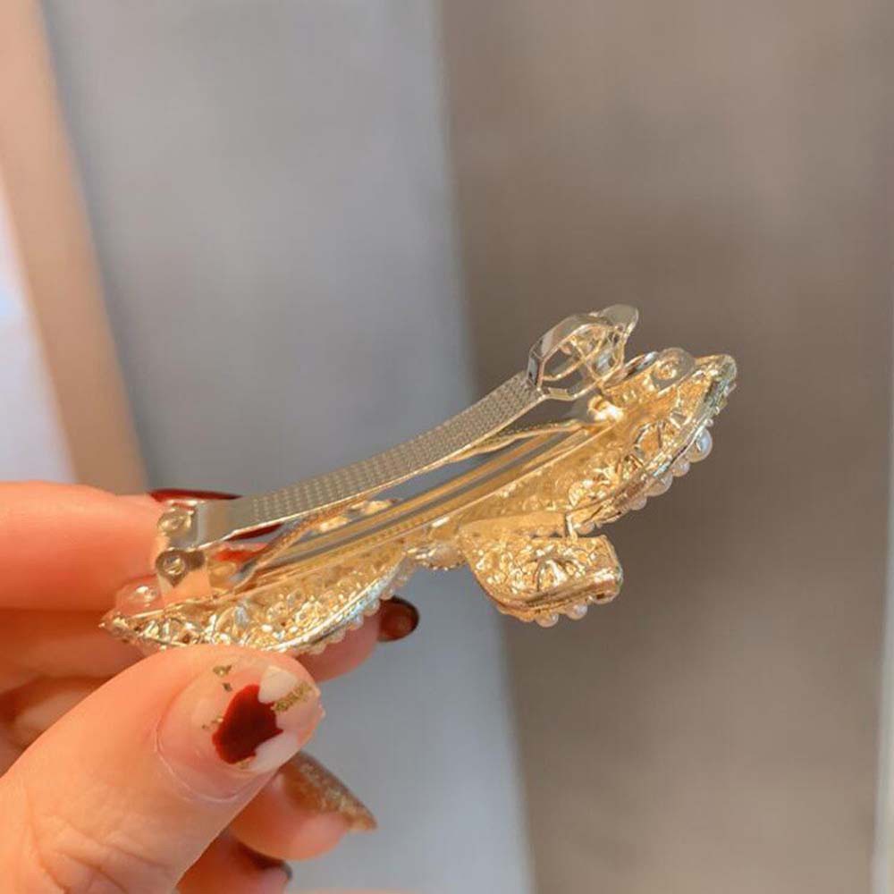 Kẹp Tóc Hình Nơ Đính Ngọc Trai Đơn Giản Thanh Lịch Cho Nữ