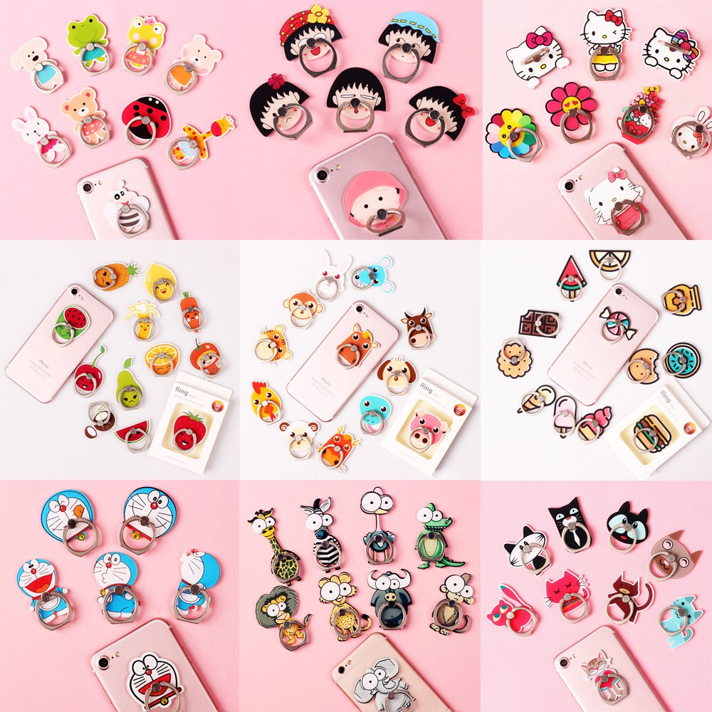 [Full hộp] Combo 50 Iring Giá Đỡ Điện Thoại Chiếc Nhẫn Nhiều Mẫu Vô Diện Doraemon Hello kitty Xinh Xắn !