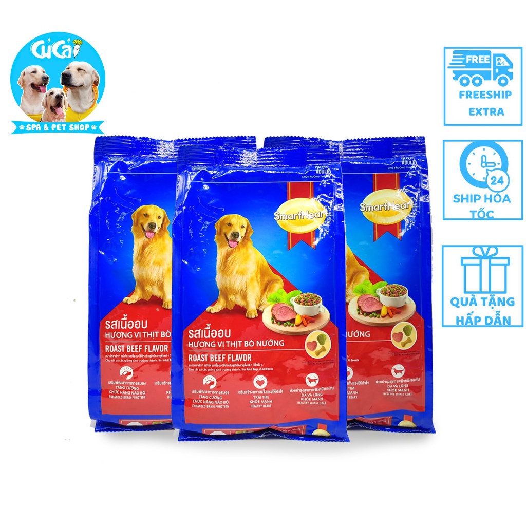 Thức ăn cho chó Smartheart Adult 400g , hạt cho chó lớn hương vị bò nướng thơm ngon - Củ Cải Pet Shop