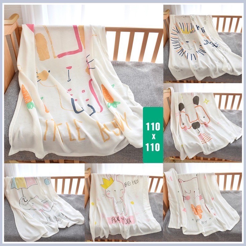 Chăn Lụa Cotton Hè Thu Aden Siêu Mềm Mát Cho Bé