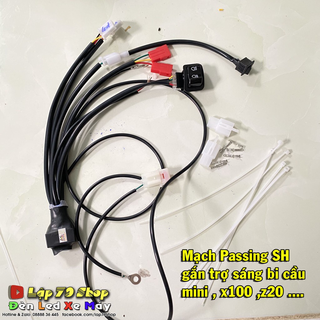 Mạch Passing SH gắn đèn trợ sáng mini bi cầu 2 màu