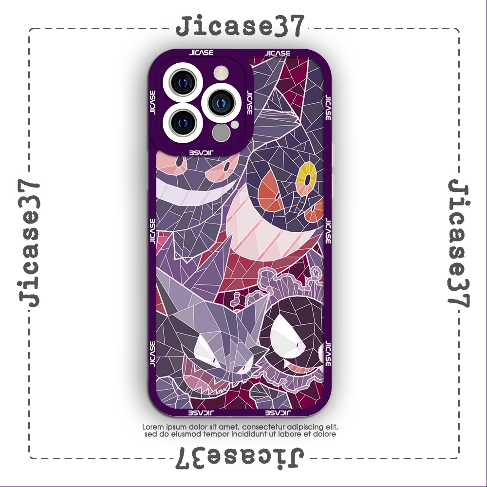 Ốp lưng iPhone Cạnh Vuông Samsung Xiaomi Oppo Jicase Gengar Pokemon anime