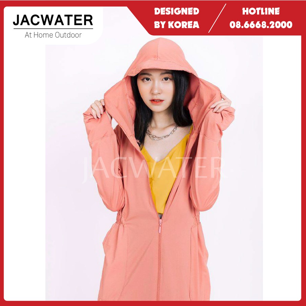 Áo khoác chống nắng nữ toàn thân dáng dài, choàng thun lạnh thông hơi JACWATER V115