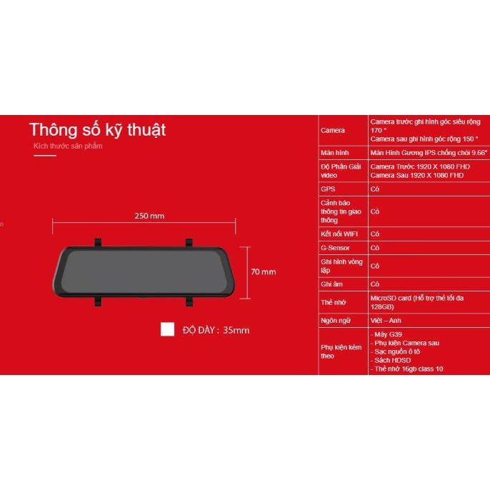 [Hỗ Trợ Lắp Đặt Miễn Phí Tận Nơi] CAMERA HÀNH TRÌNH VIETMAP G39 MÀN HÌNH GƯƠNG ĐIỆN TỬ THÔNG MINH