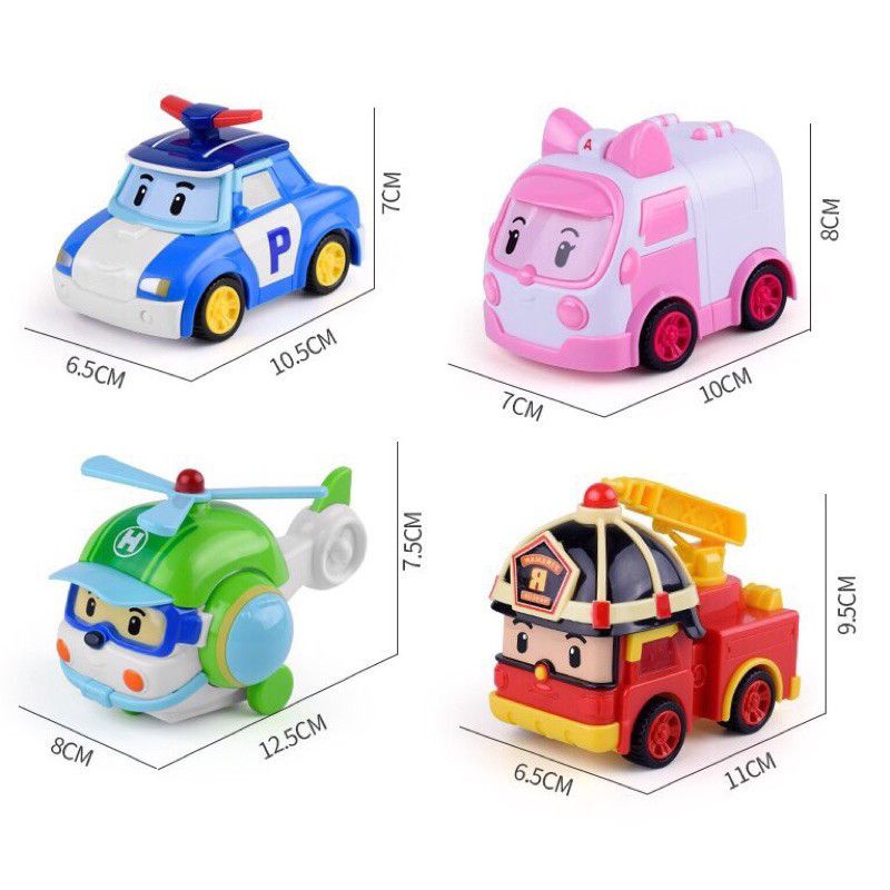 Sỉ Set 4 Xe mô hình chạy đà Robocar Poli, xe công trình