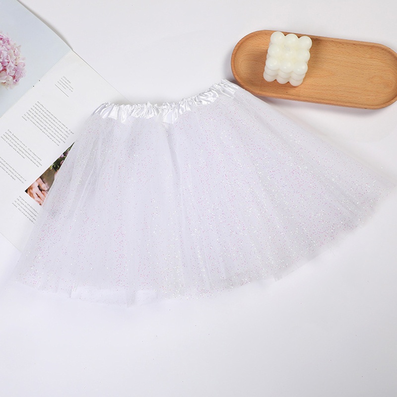 Chân Váy Xòe Tutu Nhiều Lớp Bằng Vải Tuyn Đính Kim Sa Lấp Lánh Dành Cho Bé Gái