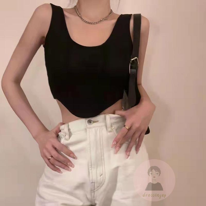 Áo Tank Top Cổ Tròn Không Tay Màu Trơn Thời Trang Mùa Hè Dành Cho Nữ