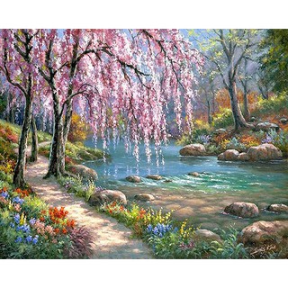 Tranh sơn dầu số hóa tự tô màu theo số có khung - [315] KHU RỪNG SẮC MÀU (40*50)
