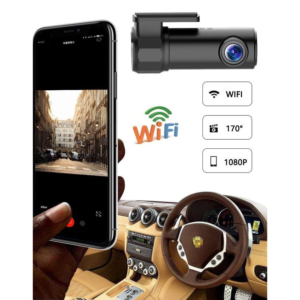 Camera hành trình cho ô tô FC106T có wifi điều khiển trên điện thoại IOS/Android xoay 360 độ, tự động ghi đè, góc rộng
