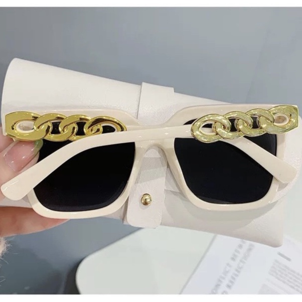 Mắt Kính Thời Trang Kính Râm Form Vuông Dây Xích 643 Sang Chảnh Phong Cách Ulzzang - Hazo