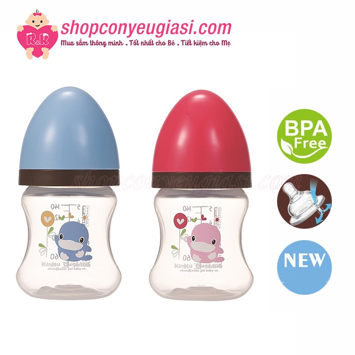 Bình Sữa KUKU Nhựa PP Cổ Rộng KU5929A 140ml