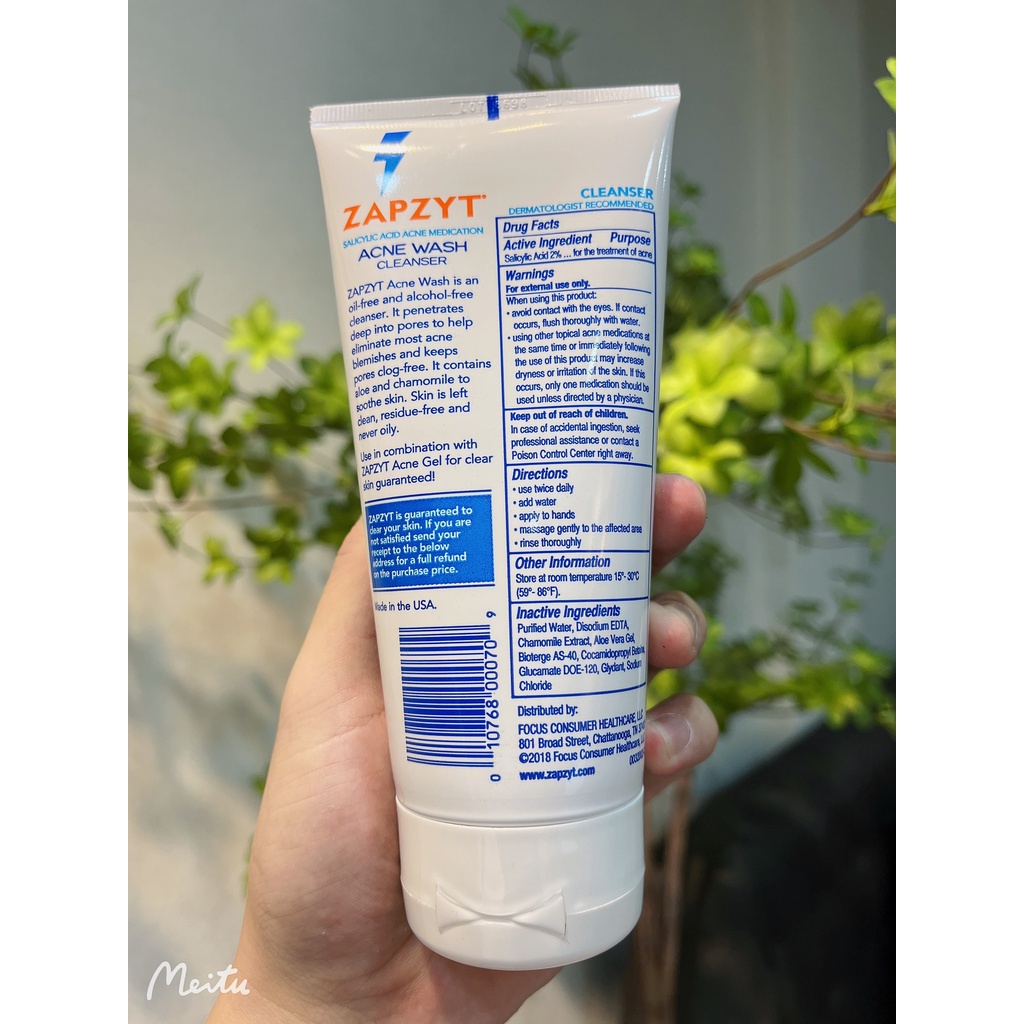 Sữa rửa mặt Zapzyt acne wash 2% BHA 6.25 oz ( 188gram or 177gram )- Bill US - Hity Beauty