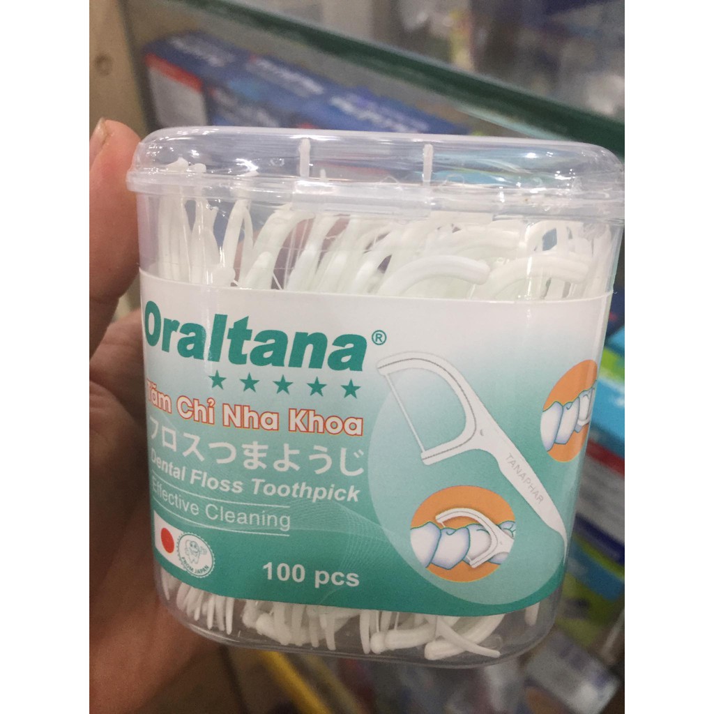 Tăm chỉ nha khoa Oraltana - Lọ 100 que - tăm kẽ răng Oral Tana, xỉa răng, chăm sóc răng lợi tiêu chuẩn xuất Nhật