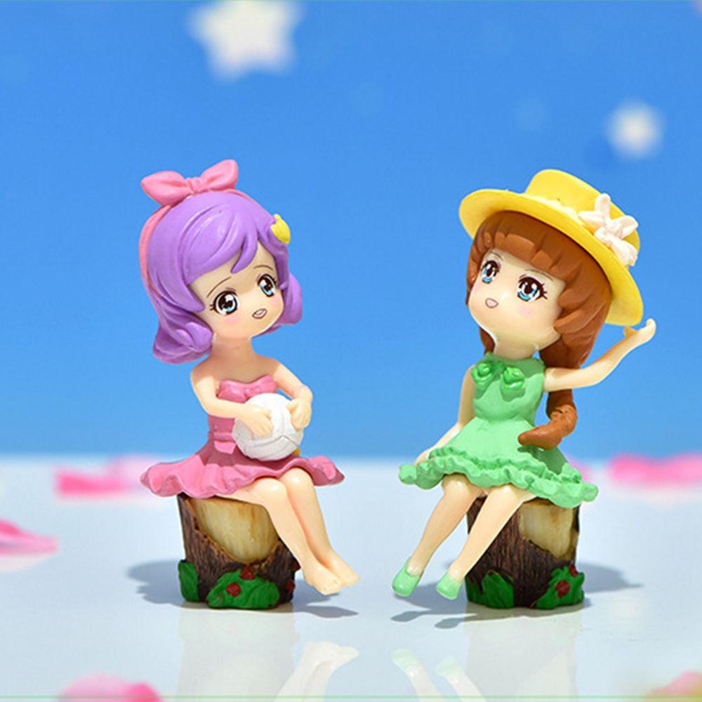 Mô Hình Cô Gái Mặc Đầm Xanh Lá / Hồng Bằng Nhựa Resin Nhỏ Xinh Tinh Tế Sáng Tạo Thời Trang