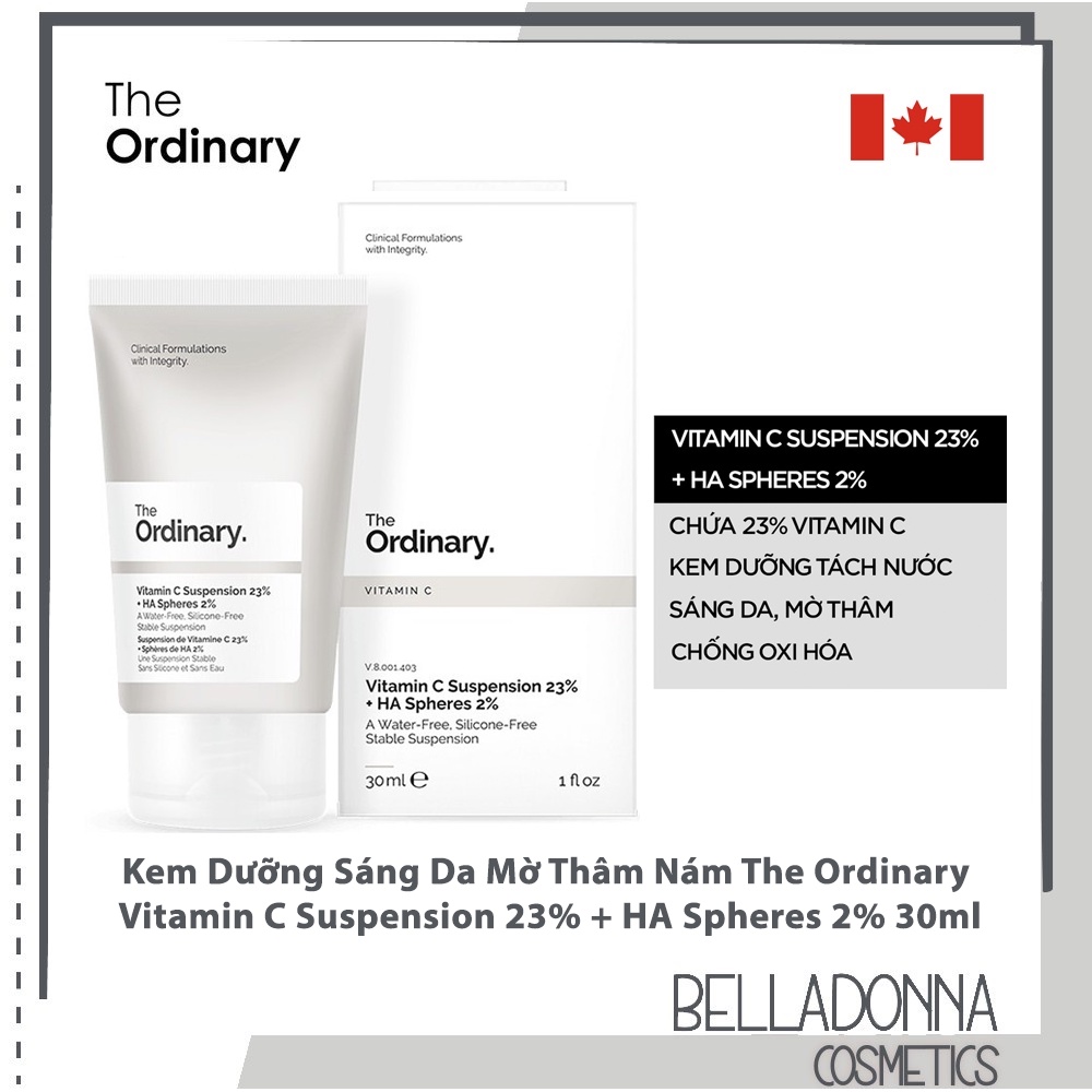 Kem Dưỡng Ẩm Sáng Da, Mờ Thâm Nám The Ordinary Vitamin C Suspension 23% + HA Spheres 2% 30ml