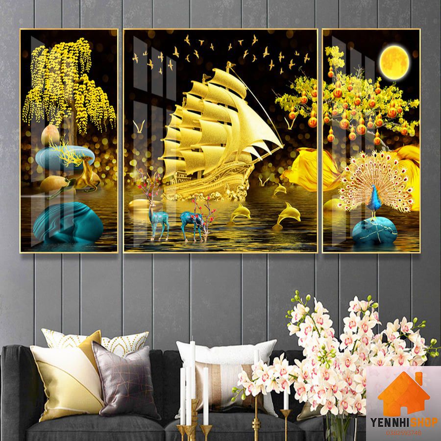 Tranh treo tường có khung tặng kèm đinh treo tranh, tranh canvas giá rẻ trang trí decor phòng