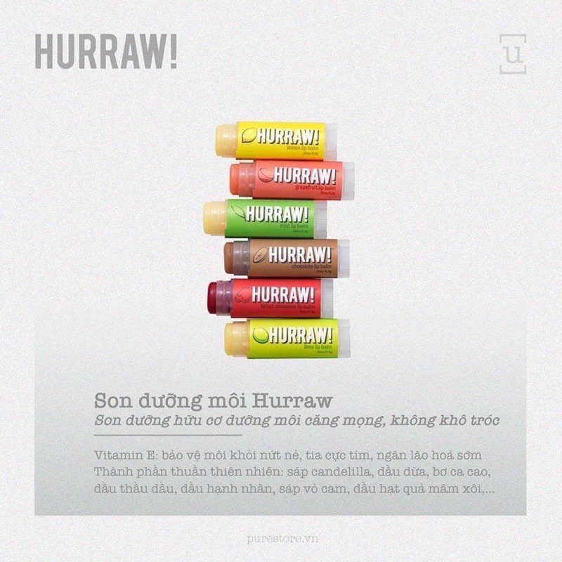 Son Dưỡng Môi Hurraw Lip Balm - Có Sẵn