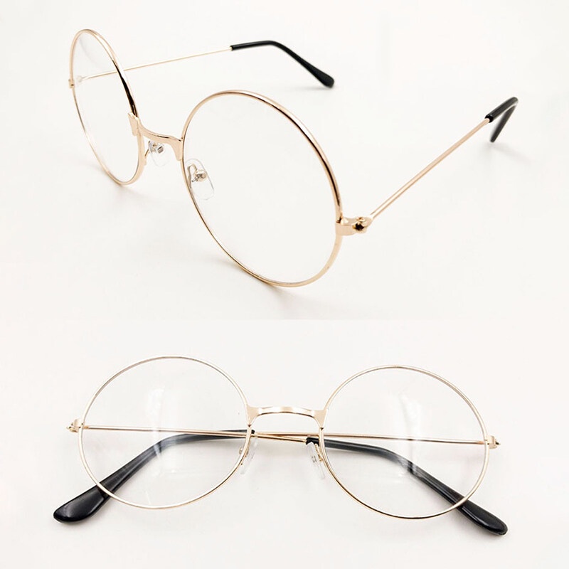 Mắt Kính Gọng Tròn Bằng Kim Loại Nhẹ Phong Cách Cổ Điển