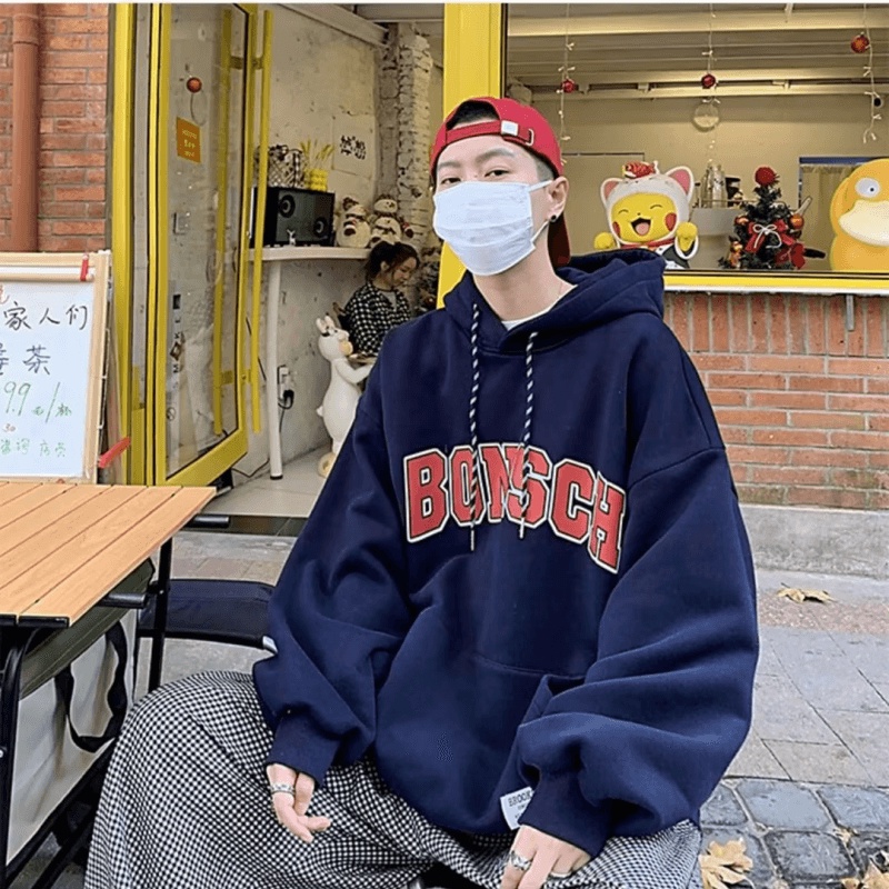 Áo Hoodie Dáng Rộng In Chữ Thời Trang Hàn Quốc Chất Lượng Cao Size M-5XL Cho Nam