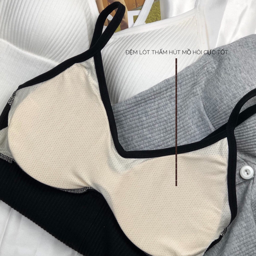 Áo hai dây, quây ngực chất len tăm mịn-Áo quây có đệm lót mỏng nâng ngực, 3 cúc | BigBuy360 - bigbuy360.vn