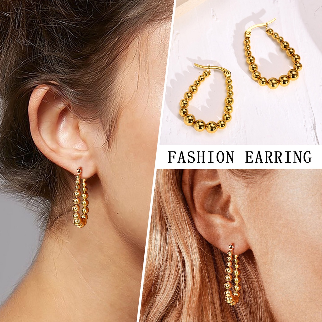 Vnox Khuyên Tai Vòng Tròn Xỏ Lỗ Khối Lượng Nhẹ Giáng Sinh Cho Nữ