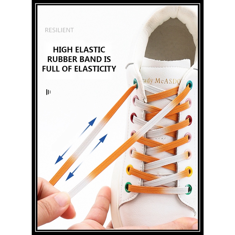 1 Cặp Dây Buộc Giày Co Giãn Màu Gradient Có Khóa Kim Loại Từ Tính