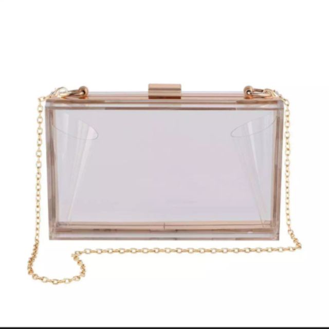 Clutch cầm tay dáng hộp trong suốt