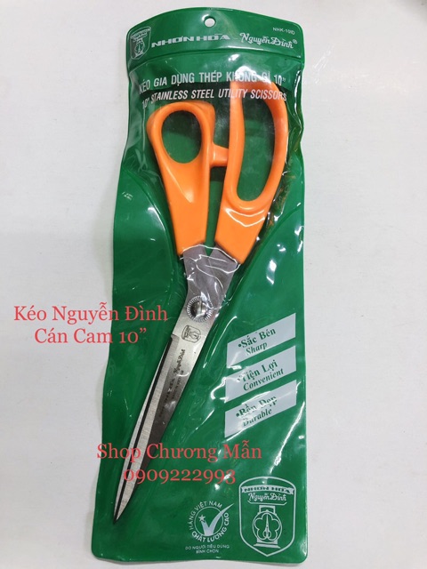 1 Cây Kéo Cắt Vải [Nguyễn Đình] Cán Nhựa Cam Loại Tốt Giá Sỉ