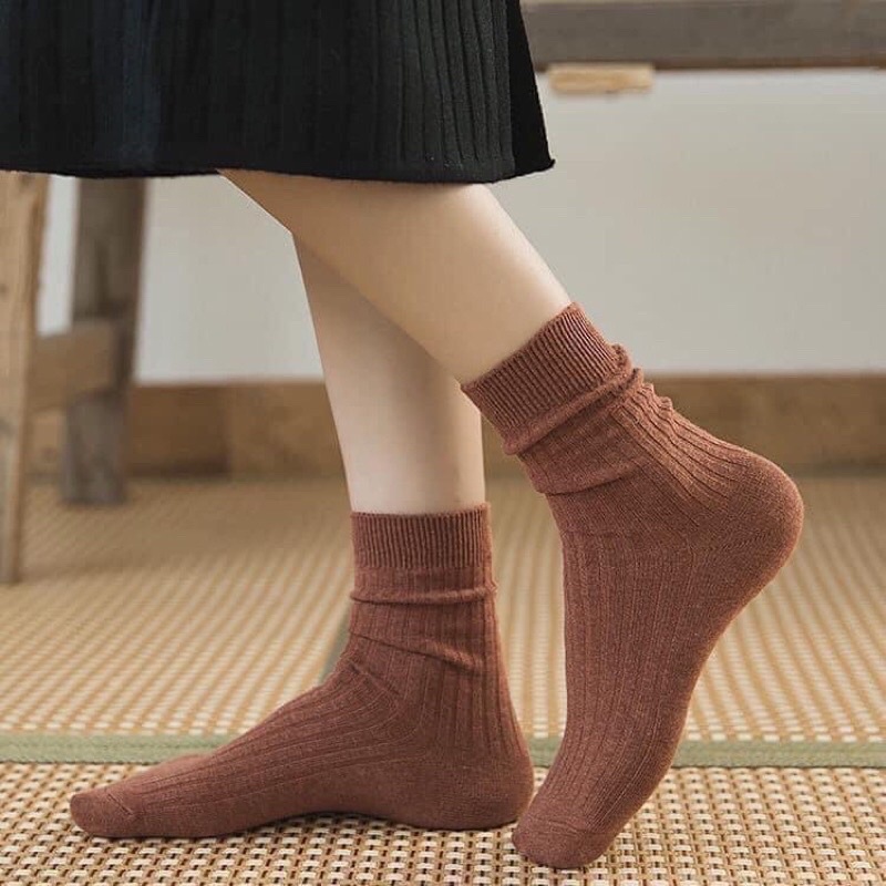 Tách lẻ 1 đôi tất cao cổ vintage phong cách Hàn Quốc