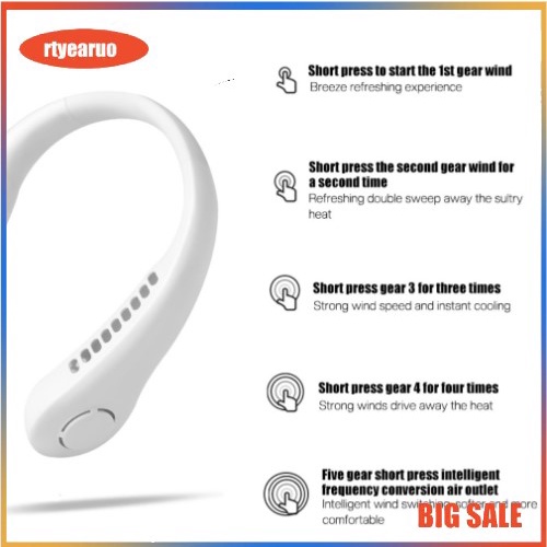 ✨Free  Gift ✨ Quạt Đeo Cổ Mini Không Cánh Sạc USB Tiện Lợi Quạt cổ nhỏ di động không cánh có thể sạc lại Quạt thể thao câm