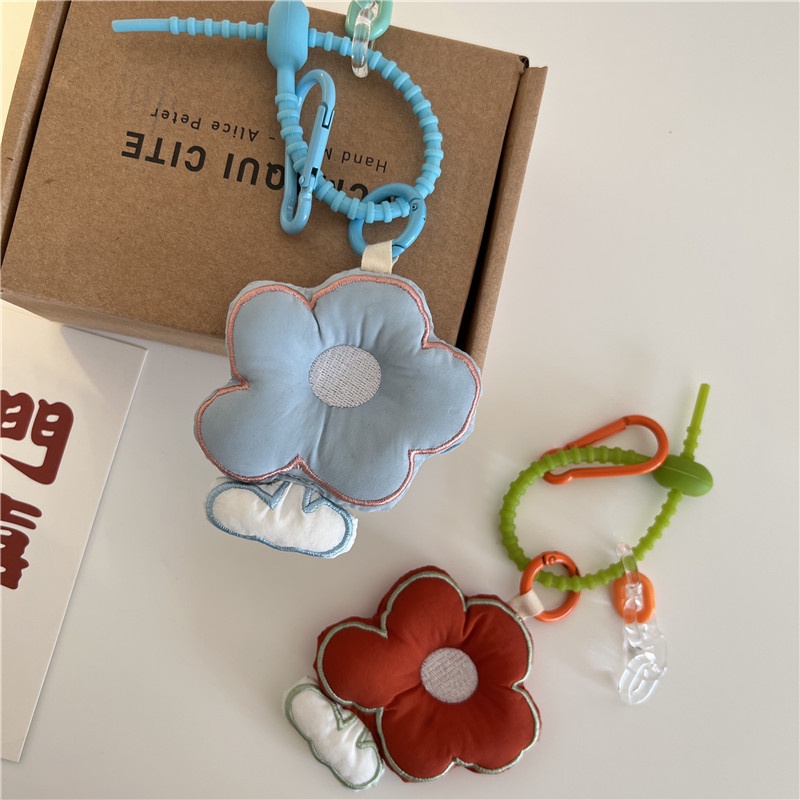 Móc Khóa Hình Búp Bê Vải Cotton Thêu Hoa Dễ Thương Trang Trí Túi Xách Nữ