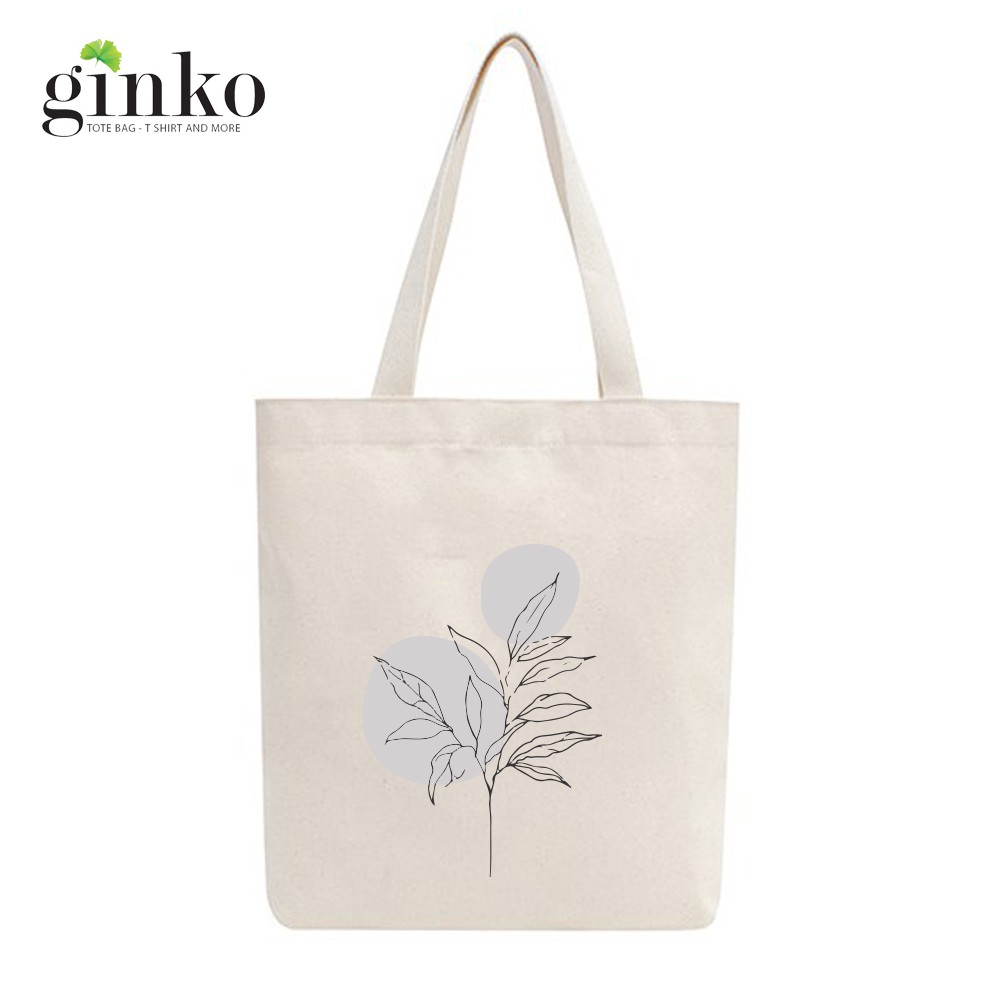 Túi Tote Vải Mộc GINKO Dây Kéo In Hình Minimalism Art M42