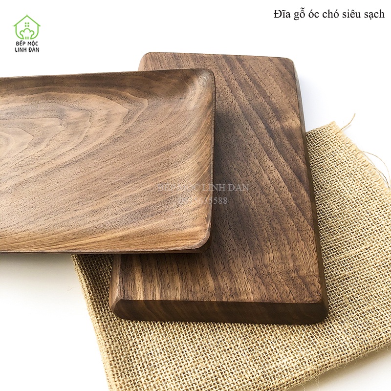 Khay Chữ Nhật Gỗ Óc Chó HAHANCO  Siêu Sạch Vân Gỗ Đẹp