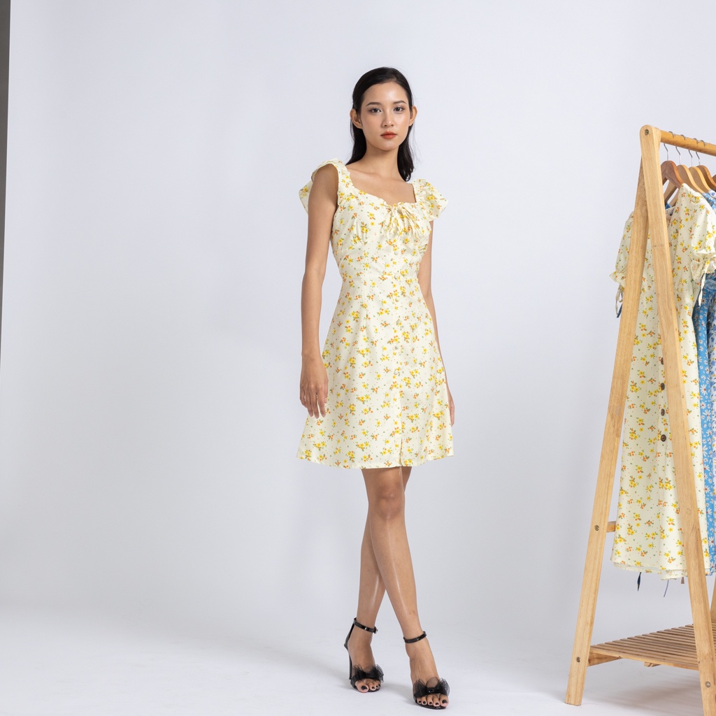 Đầm hoa sơ mi nữ thời trang thiết kế chữ A mẫu mới ngắn tay Local Brand Chính Hãng Midori Studio