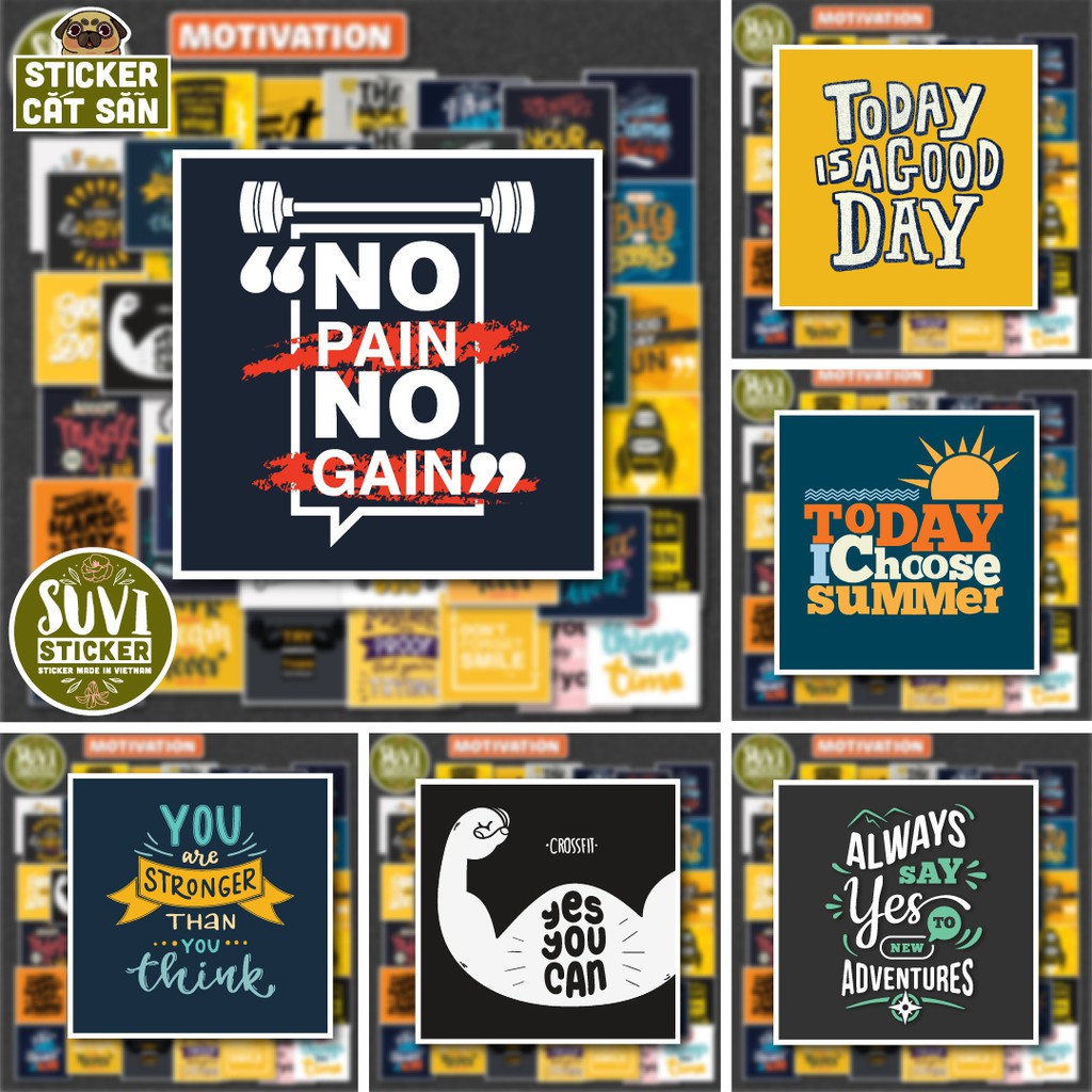 50 Sticker dán laptop Động lực chống nước sticker dán laptop, điện thoại, đàn guitar, mũ bảo hiểm. MSP: M03