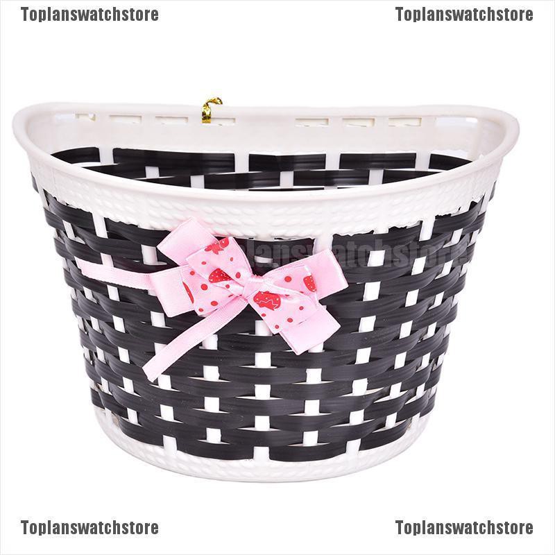 1 Giỏ Xe Đạp Nhựa Đính Nơ Trước Handmade Cho Bé