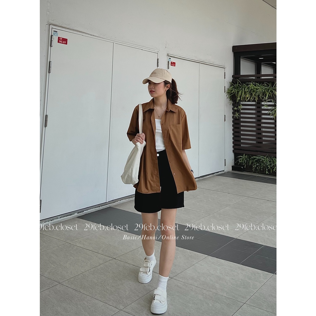 [Ảnh thật/Video] Áo sơ mi thô oversize Cộc Tay nhiều màu  - 29feb.closet - A47