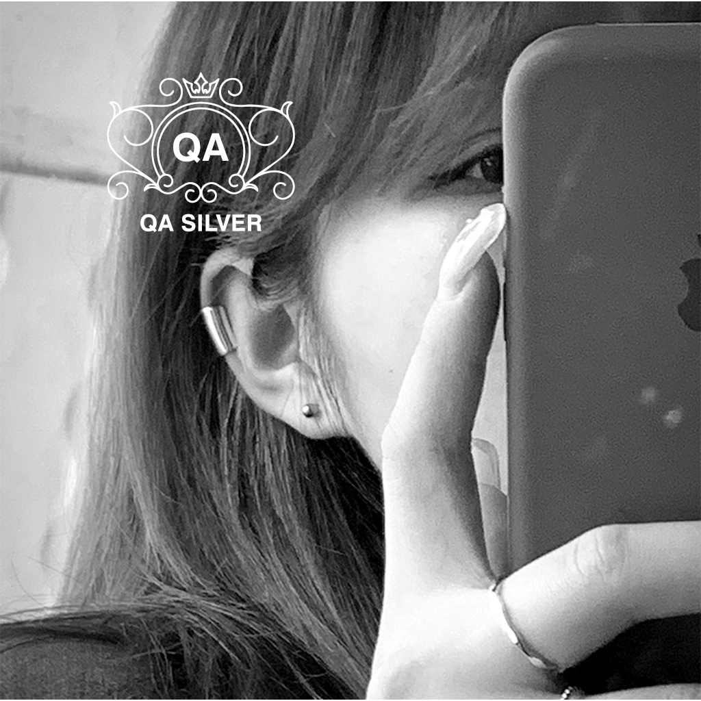 Khuyên tai bạc 925 kẹp vành bản to dày bông nam nữ unisex S925 EARCUFF QA SILVER Earrings EA211102