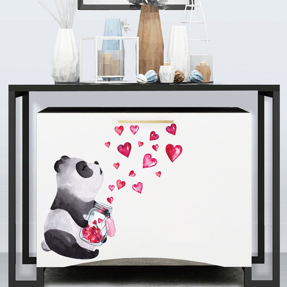 Sticker Dán Tường Họa Tiết Hình Con Gấu Trúc Dùng Trong Trang Trí Phòng Khách, Phòng Ngủ