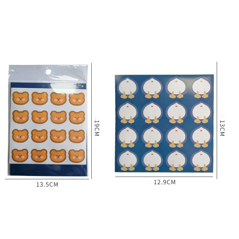 Sticker Set 2 Tấm Hoạt Hình Trang Trí, Decor Dán Sổ, Ghi Chú Cute Văn Phòng Phẩm Kiểu Hàn