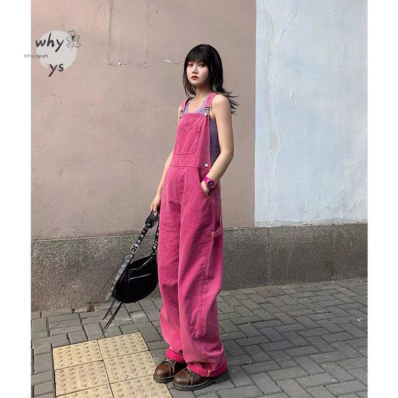Quần Yếm Denim Ống Suông Nhiều Màu Sắc Thời Trang Cho Nữ