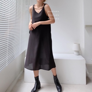 [KAYSTUDIO] ĐẦM LỤA ĐEN HAI DÂY
