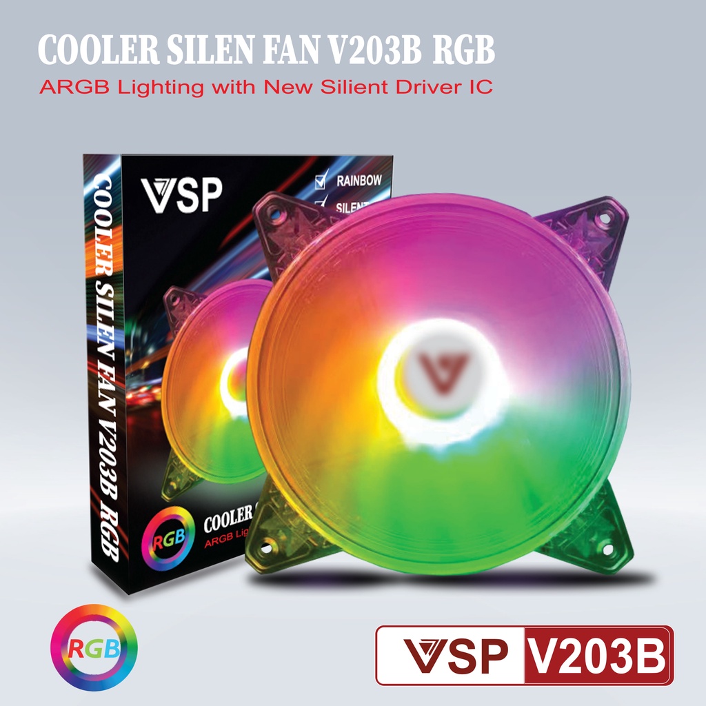 Fan tản nhiệt case VSP LED rgb V203B