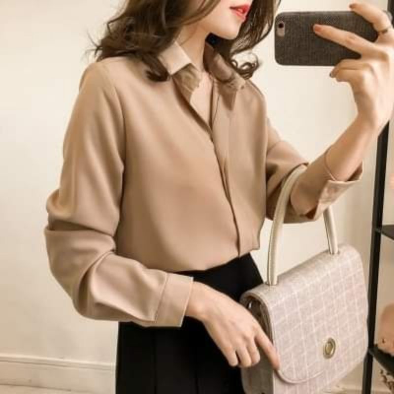 Áo Sơ Mi Nữ Lụa Dài Tay thời trang unisex ullzzang trẻ trung