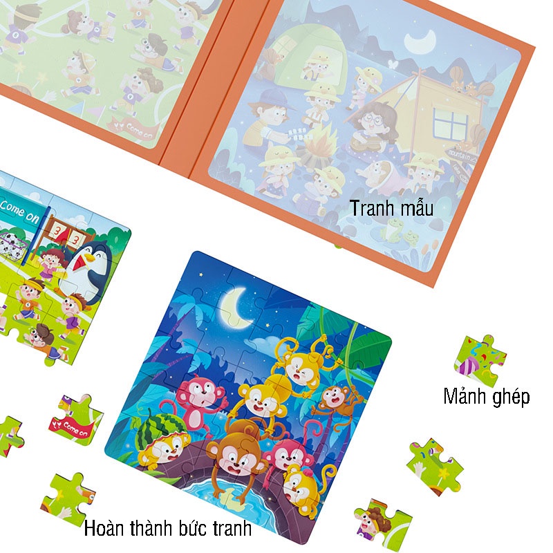 Bộ xếp hình từ tính, ghép tranh 3D nhiều chủ đề