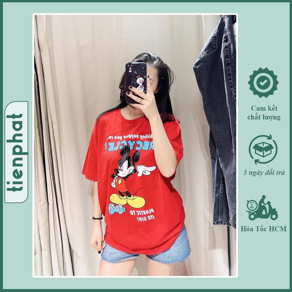 Áo thun nữ chuột Mickey (ảnh thật) trắng đỏ
