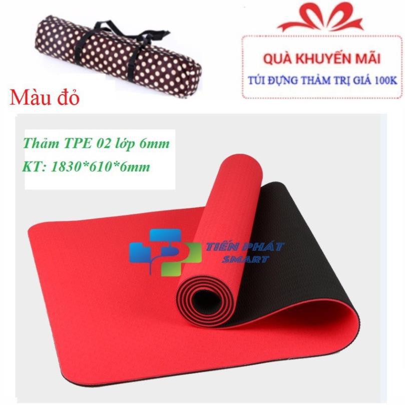 [Free Ship] Thảm Yoga 6mm 2 Lớp TPE -Xanh đen [SALE LỚN]