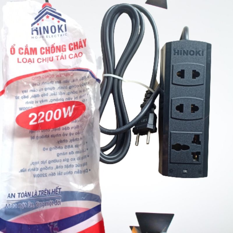 Ổ cắm liền dây 4,5m loại 4 lỗ chịu tải cao Hinoki 2200w (Giá Sỉ)