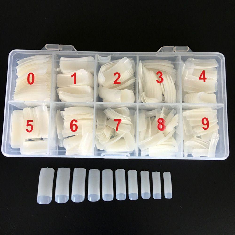 Set 500 Móng Tay Giả Màu Trắng Trong Suốt Tự Nhiên