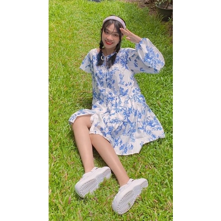 Đầm babydoll bèo hoạ tiết hoaa hàng Thailand 🌼